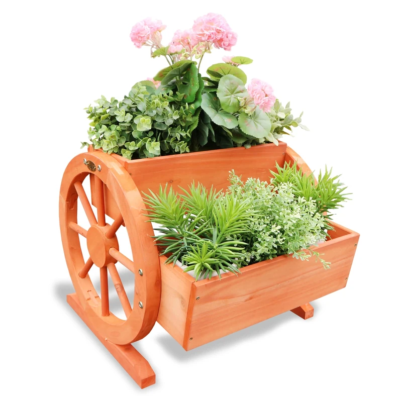 Habau Flower Box with Wagon Wheels - Image 1