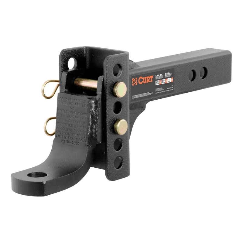 CURT 45901 Adjustable Trailer Hitch Ball Mount, 2-Inch Receiver, 6-3/4-Inch Drop, 1-Inch Hole, 6,000 lbs, CARBIDE BLACK POWDER COAT