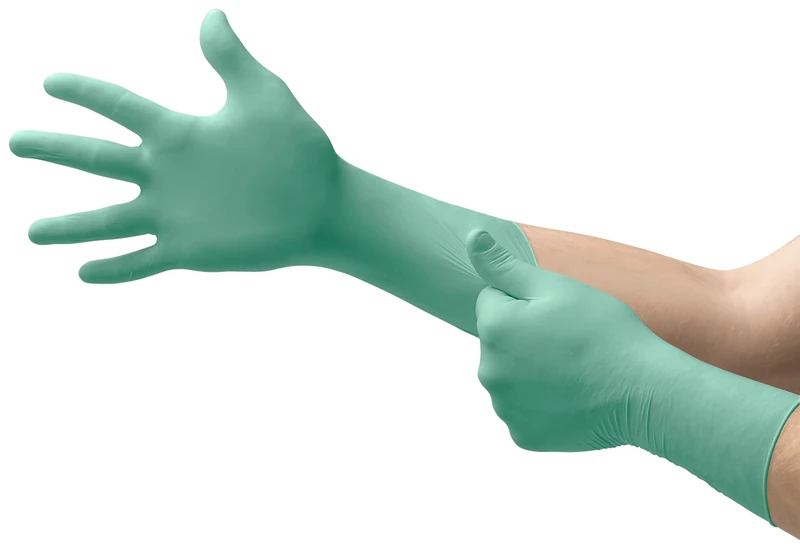 Ansell Microflex 25-201 Neoprene Disposable Gloves, Examination Glove, Chemical Resistant, Mechanical Protection, Food Processing, Laboratory, Green, Size S (100 Gloves)