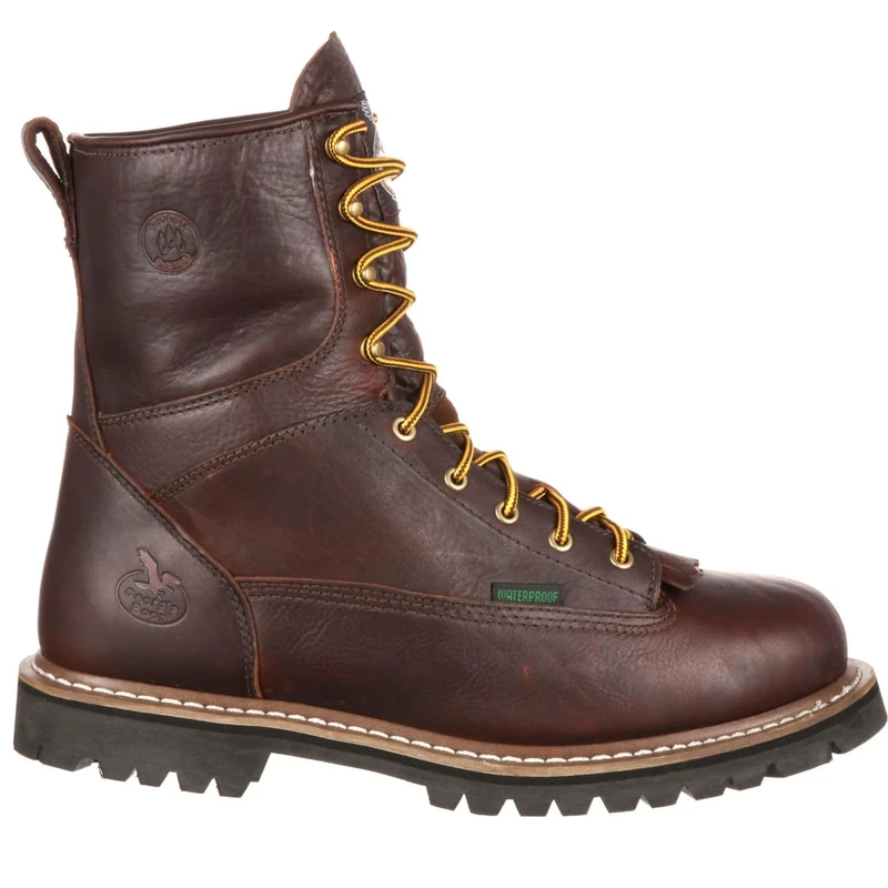 Georgia G7313 Steel Toe Waterproof Logger Men's Leather Work Boots Shoes, Brown, 8.5 D(M)