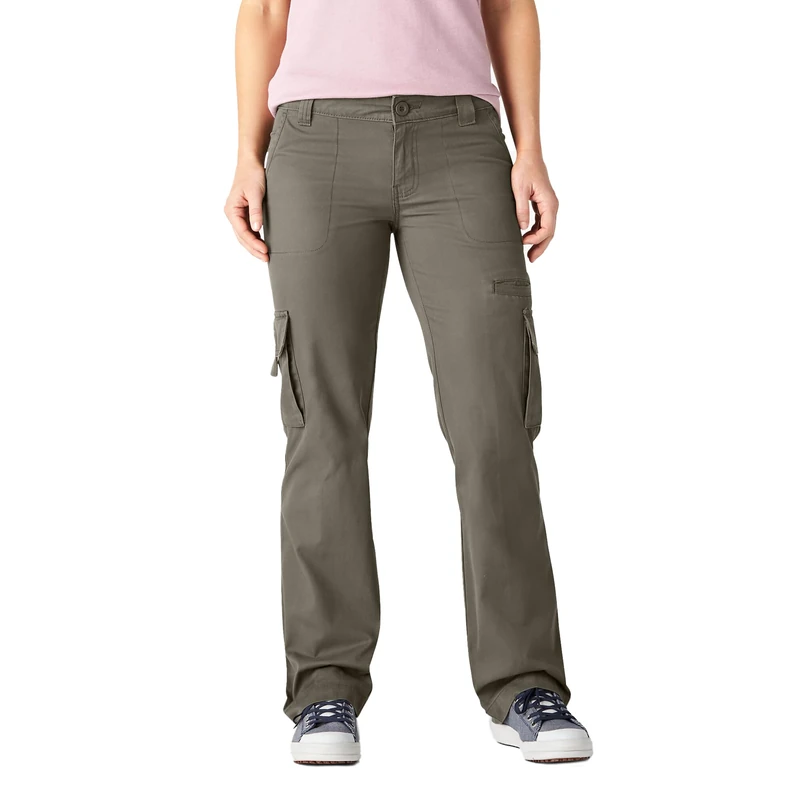 Dickies, Women's, Twill Cargo Pant Straight, Rinsed Grape Leaf, 14/Regular