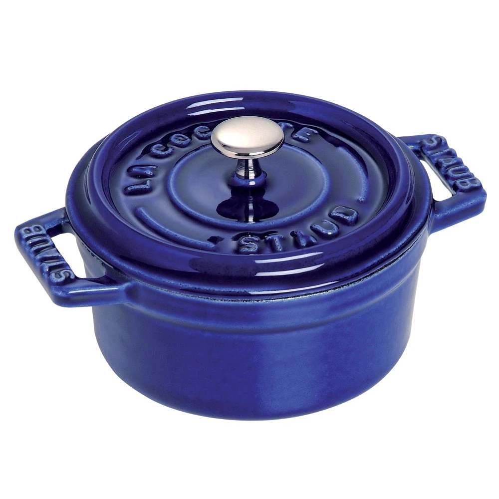Staub Cast Iron 0.25-qt Mini Round Cocotte - Dark Blue, Made in France