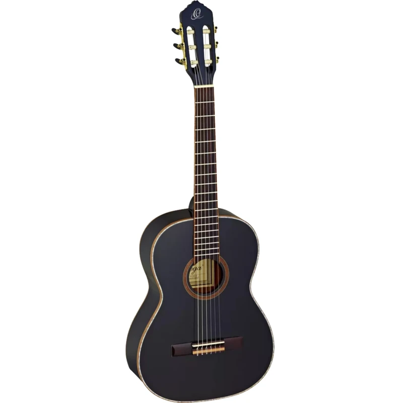 Ortega Guitars 7/8 Classical Guitar – Family Series – Including Gig Bag – Spruce, Mahogany, Black (R221BK-7/8)