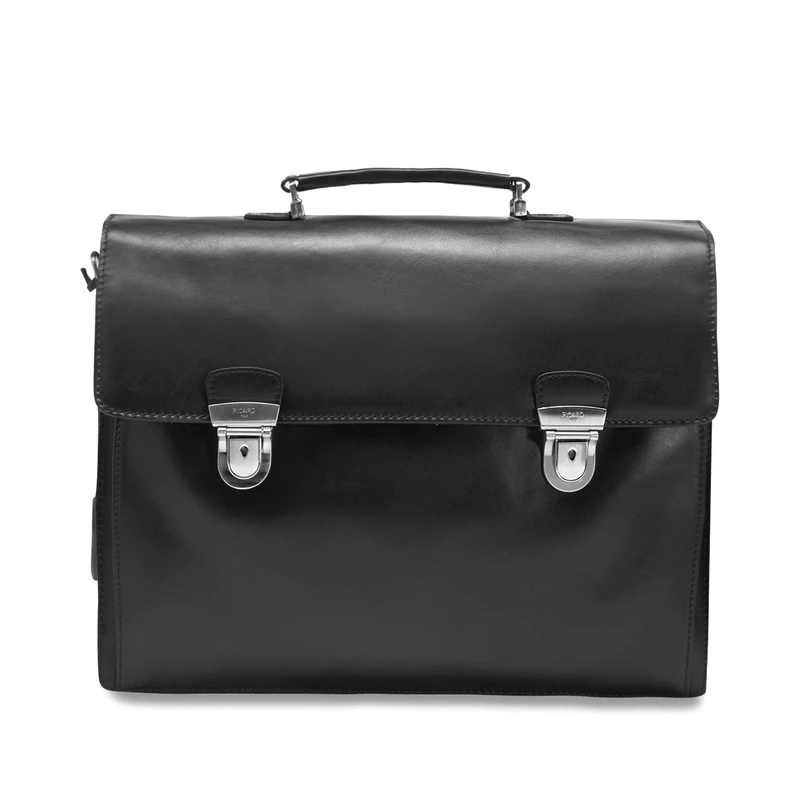 Picard Toscana Men's Briefcase Cowhide Leather One Size with Buckle Briefcase Business, Black, Standard Size, Briefcase