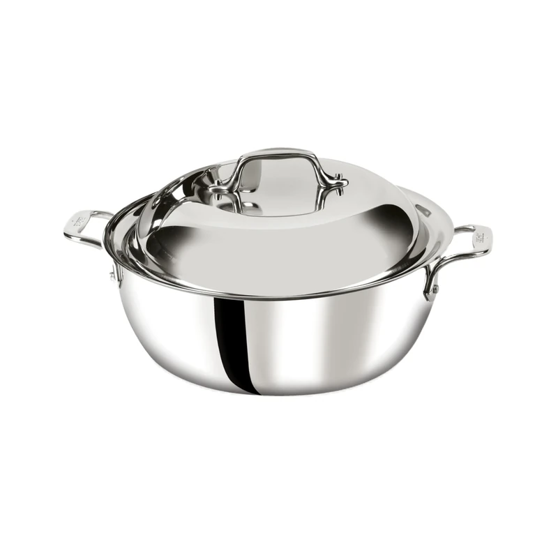 All-Clad Dutch Induction Pot 26.7 cm, Suitable for All Types of Cookers, Dutch Oven with Lid, Even Heat Distribution, Stainless Steel, 4500