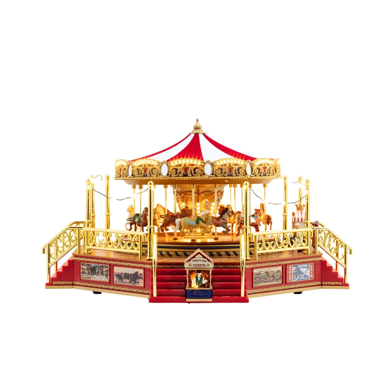 Mr. Christmas Carousel, Plastic ABS Electronic Metal-Iron Polyester, Red, One Size