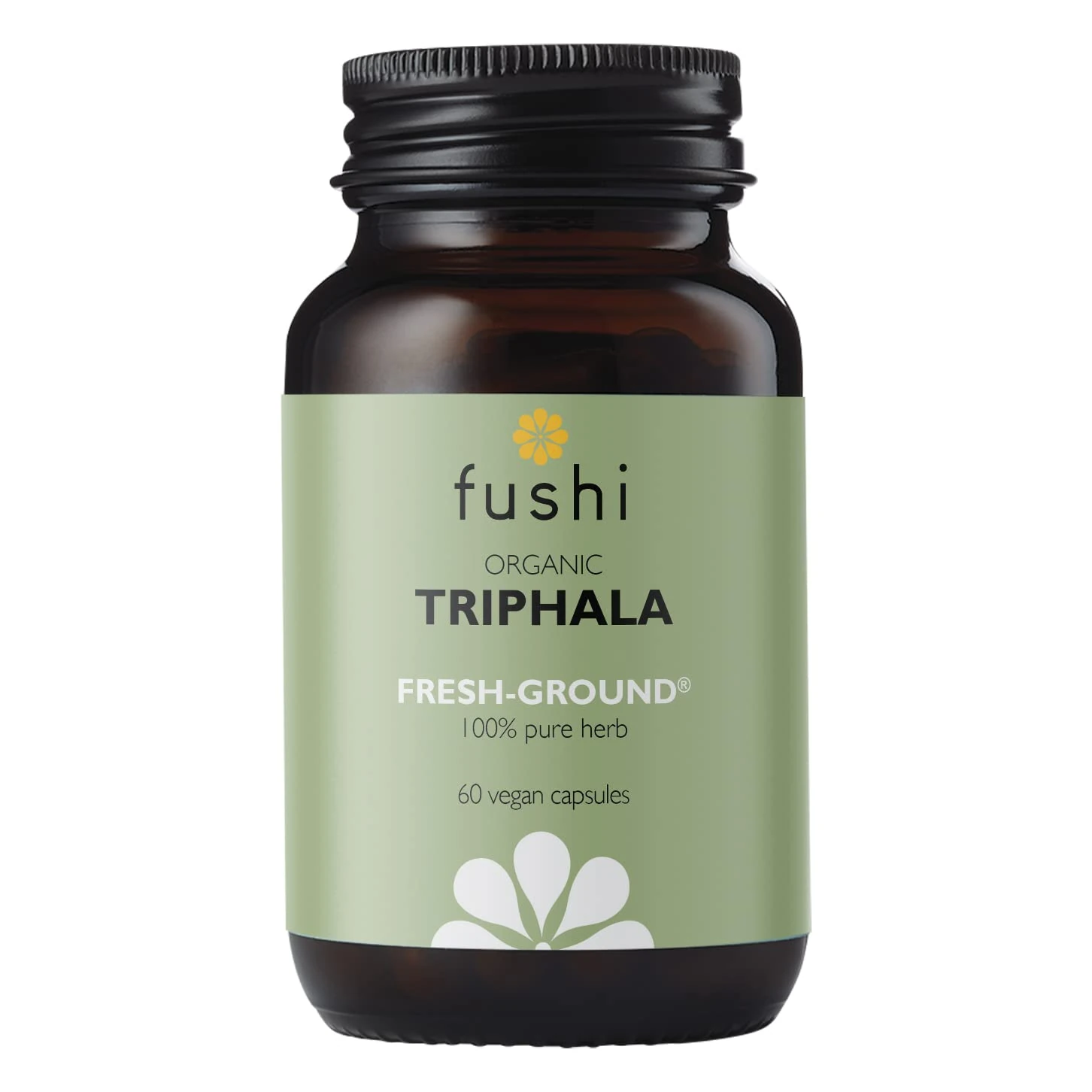 Fushi Organic Triphala Capsules, 60 Caps | Fresh-Ground Whole Food | Body Tonic, Cleansing & Detoxifying the system, Regulating Digestive System | Ayurvedic Medicine| Ethical & Vegan |Made in the UK