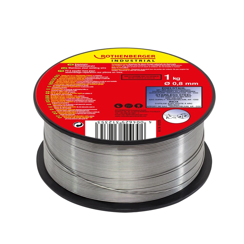 ROTHENBERGER Industrial Stainless Steel Welding Wire, Ø 0.8 mm; 1kg Spool, 1 Piece