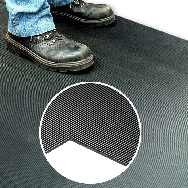 COBA Europe RR010925 COBArib Anti-Slip Fluted Rubber Matting Black 0.9m x 2.5m x 3mm - Image 1