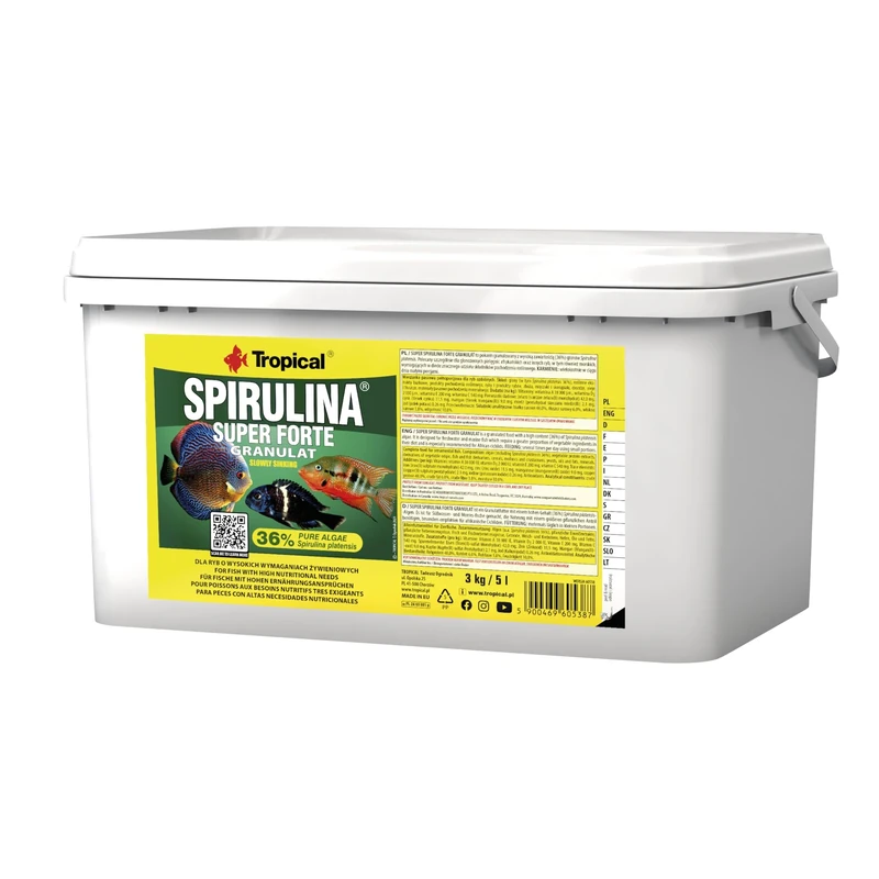 Tropical SUPER SPIRULINA FORTE GRANULAT 5L / 3kg - spirulina-rich granules for algae-eating fish (color, growth & immunity boost)