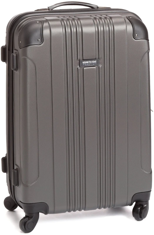 Kenneth Cole Reaction Out of Bounds Wheel Upright Carry-on Luggage, Charcoal, 24-Inch Checked, Out of Bounds Luggage Collection Lightweight Durable Hardside 4-Wheel Spinner Travel Suitcase Bags