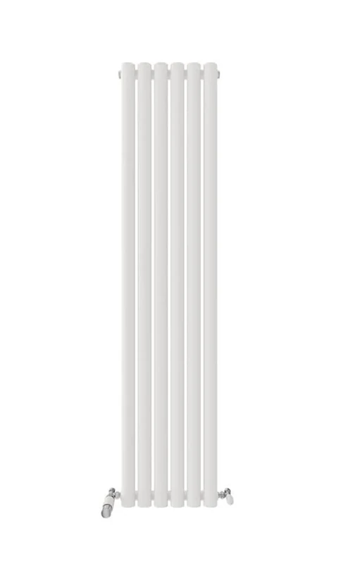 iBathUK Strata Tall Vertical Radiator, Single Oval Panel Radiators, 1600x360mm Slim Radiator, Wall Mounted for Bathroom,Kitchen,Living Room- White