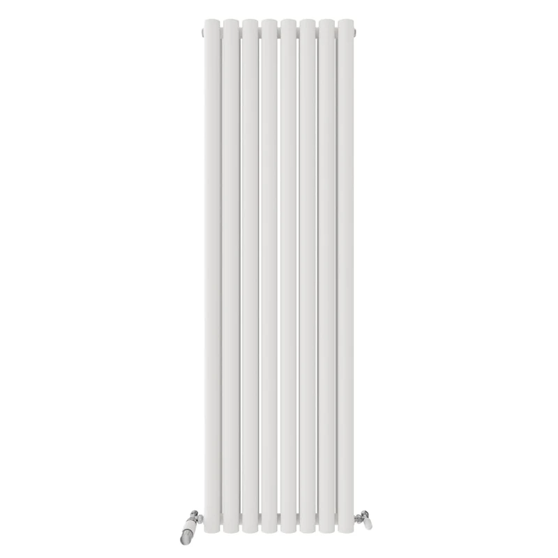 iBathUK 1600 x 480 mm Vertical Column Radiator White Oval Single Panel Designer Heater