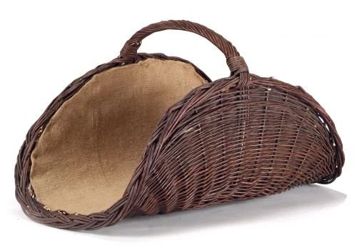 Wicker Firewood Basket with Jute Set 700 x 280 x 500 mm (W x D x H) - Image 1
