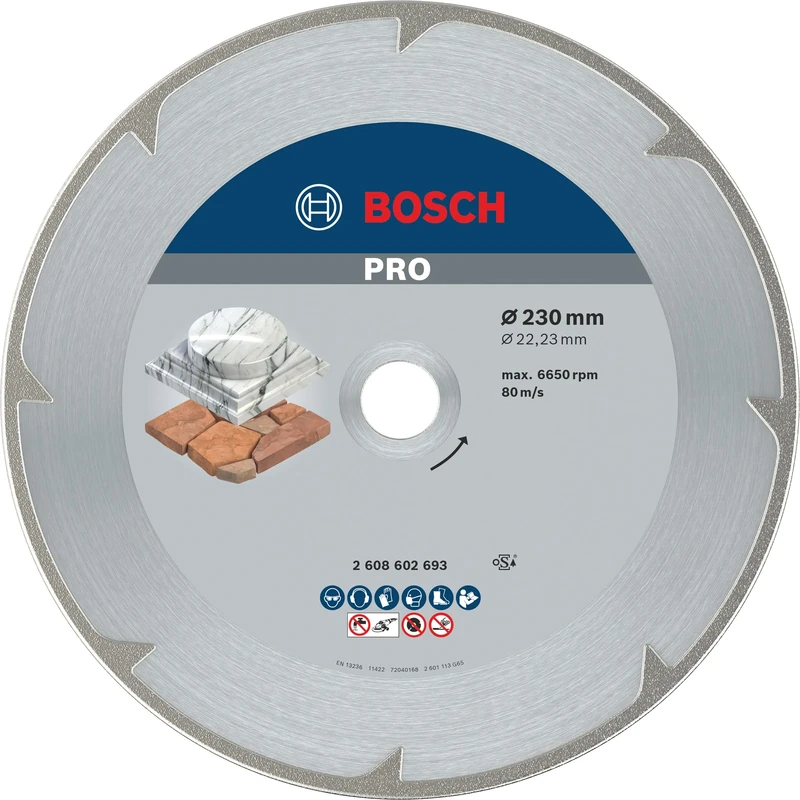 Bosch 1x PRO Marble Diamond Cutting Disc for Bore 22.23 and Large Angle Grinders (for Soft stone, Marble, Ø 230 mm, Professional Accessory Large Angle Grinder)