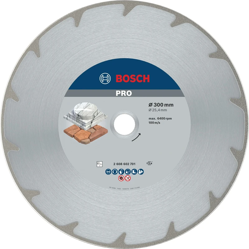 Bosch 1x PRO Marble Diamanttrennscheiben für 25,4‑mm-Bohrung und Tisch‑ und Benzinsägen (für Weichgestein, Marmor, Ø 300 mm, Professional Zubehör Tischkreissäge, Benzinsäge)