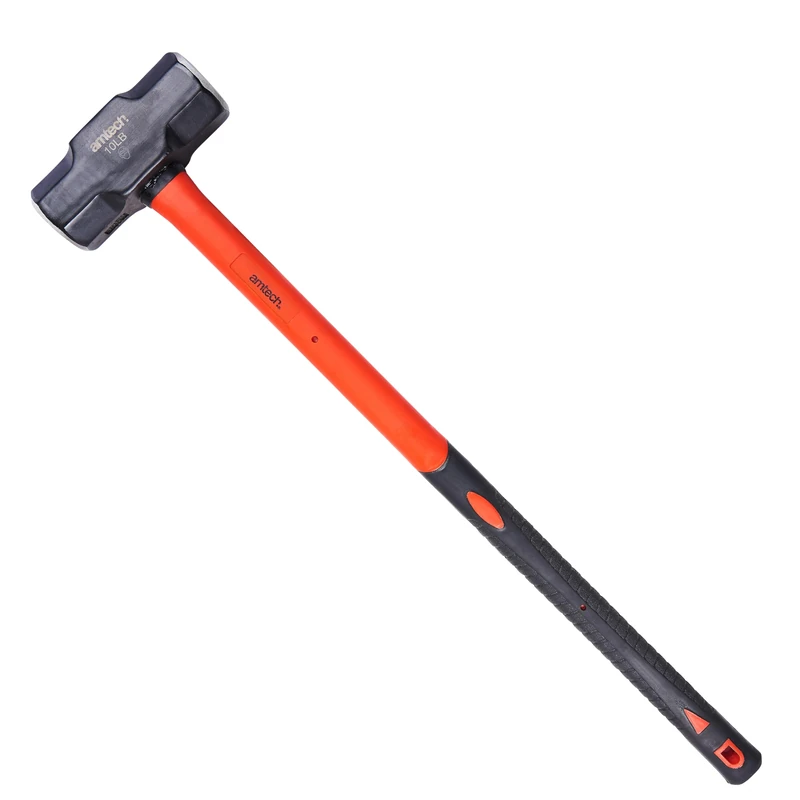 Amtech - Sledge Hammer, Heat Treated Head, Extra Long Fibreglass Shaft, Nylon Impact Sleeve, High Impact for Heavy Demolition (10 lb / 4.5 kg, 700 mm Shaft) - Image 1