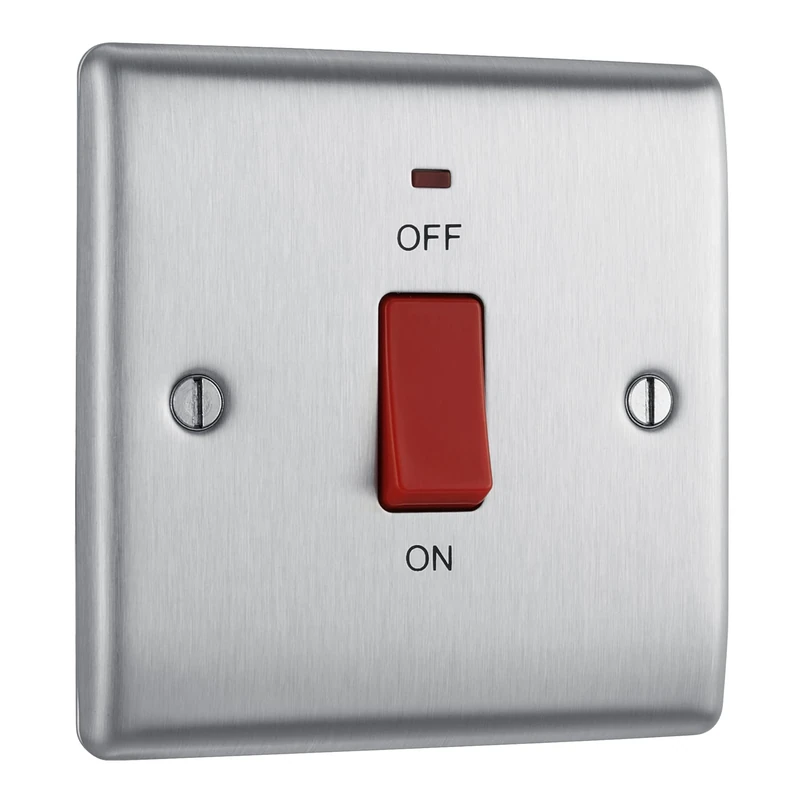 BG Electrical NBS74-01 Switched Cooker Control Unit with a Power Indicator, 45 Amp, Brushed Steel