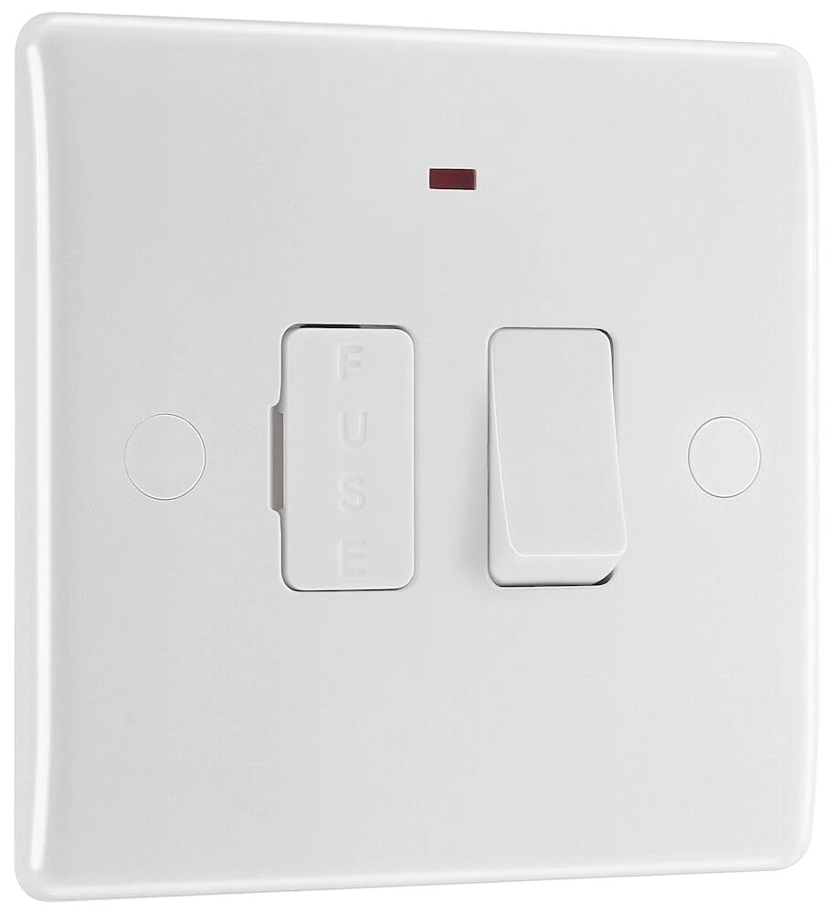 BG Electrical Switched Fused Connection Unit with LED Power Indicator, Fused Spur Switch, Round Edge, Nexus 800 Series, White Moulded, 13A, 852
