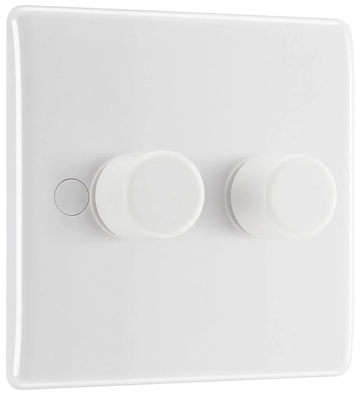 BG Electrical Intelligent Double Wall Dimmer Switch, 2 Way, Round Edge, Nexus 800 Series, White Moulded, 200W, 882