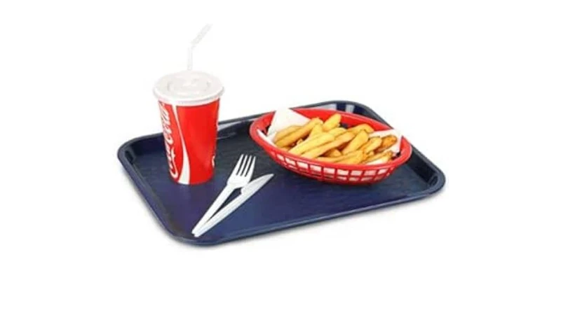 Genware CT1014-14 Polypropylene Fast Food Tray, Small, Blue, 345mm Length, 270mm Width, Pack of 12
