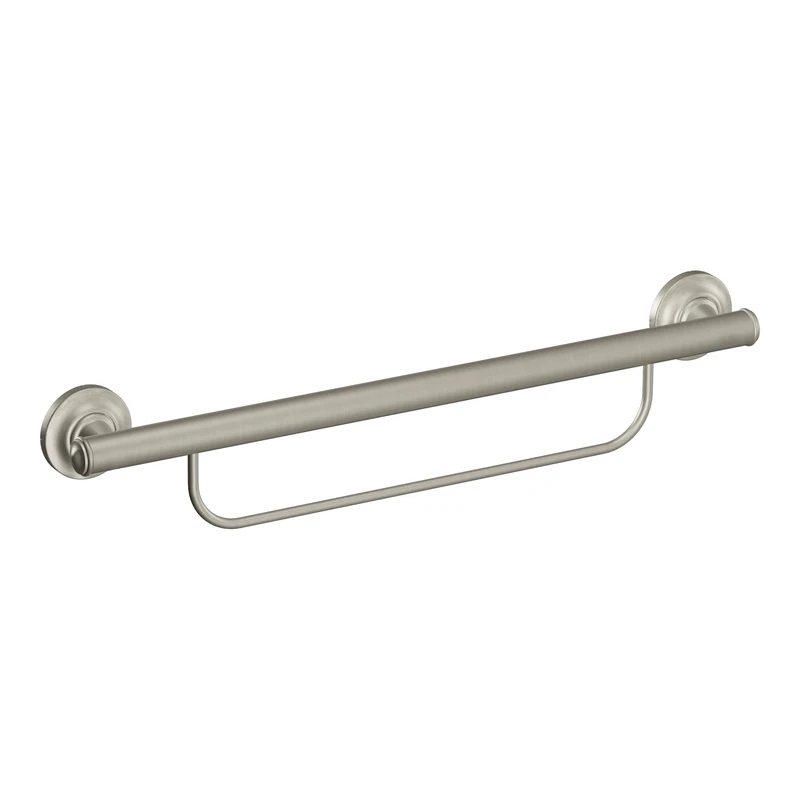 Moen LR2350DBN Bathroom Safety 24-Inch Grab Bar with Towel Bar, Brushed Nickel