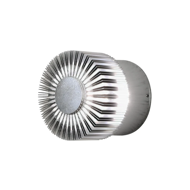 Konstsmide Outdoor Wall Light Main Powered/Monza Round/LED High Power 1 x 3 Watt LED Wall Lamp/Clear Glass Lens/Solid Aluminium/IP54/Outside Light Aluminium