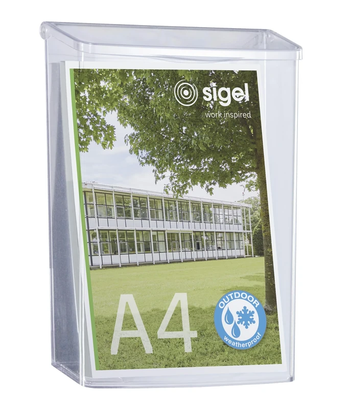 SIGEL LH325 Outdoor Wall-Mounted Literature Holder, for A4, uv resistant acrylic, transparent, 1 Piece
