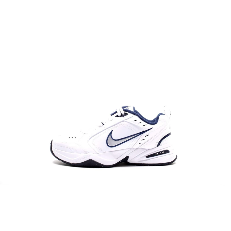 NIKE Men's Air Monarch Iv Gymnastics Shoe, White Midnight Navy Metallic Silver, 6 UK
