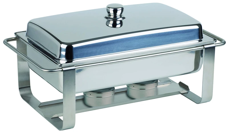 APS 12233 CATERER PRO Chafing Dish Set with Mirror Polished Lid, Heat Resistant Cover with Button, 2 Plate Holders, Pot and Frame, 64 x 35 x 34 cm - Image 1