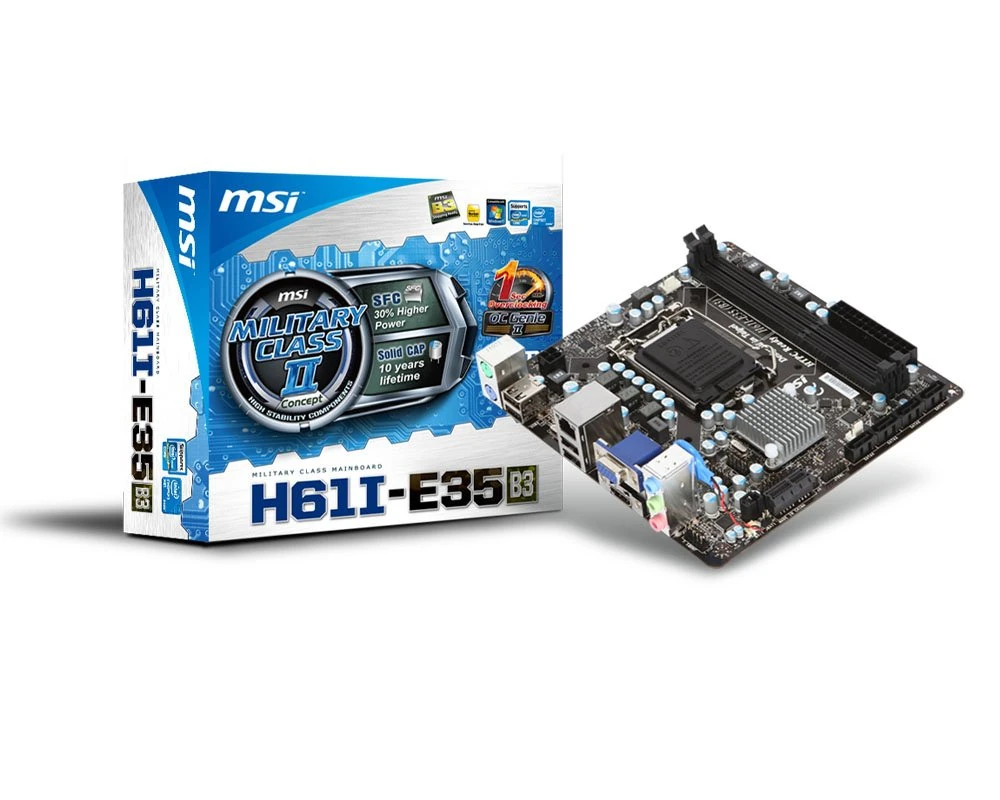 MSI H61I-E35 Motherboard (Intel H61 Processor, 16GB RAM, Mini-ITX, Gigabit LAN, Socket 1155)