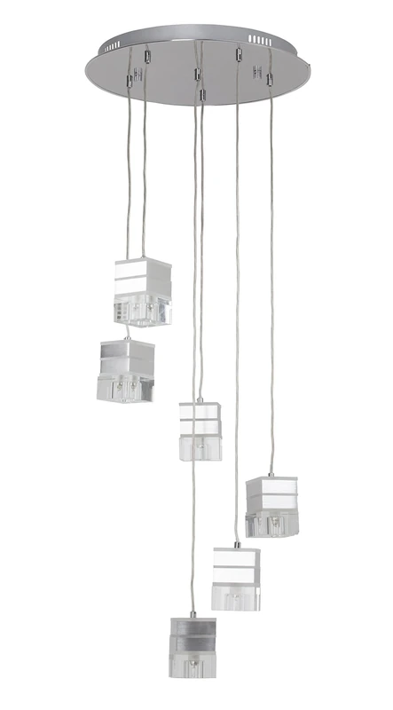 Brilliant Tanila Pendant 6 Light Semi Flush Ceiling Light 6 x G9 28 W 370 lm 2800 K, Metal/Plastic/Glass/Chrome, Clear G93280/15