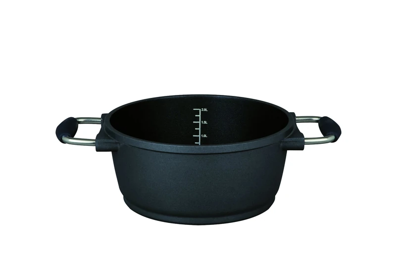 GSW Stahlwaren GmbH Cast Aluminium Cooking Pot, 20 x 9.7 cm, 2.5 L, Stainless Steel, Black, 30 x 20 x 9.7 cm