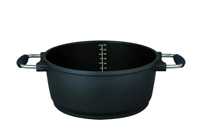 GSW Stahlwaren GmbH Cast Aluminium Cooking Pot, 24 x 11 cm, 4.2 L, Stainless Steel, Black, 30 x 24 x 11 cm