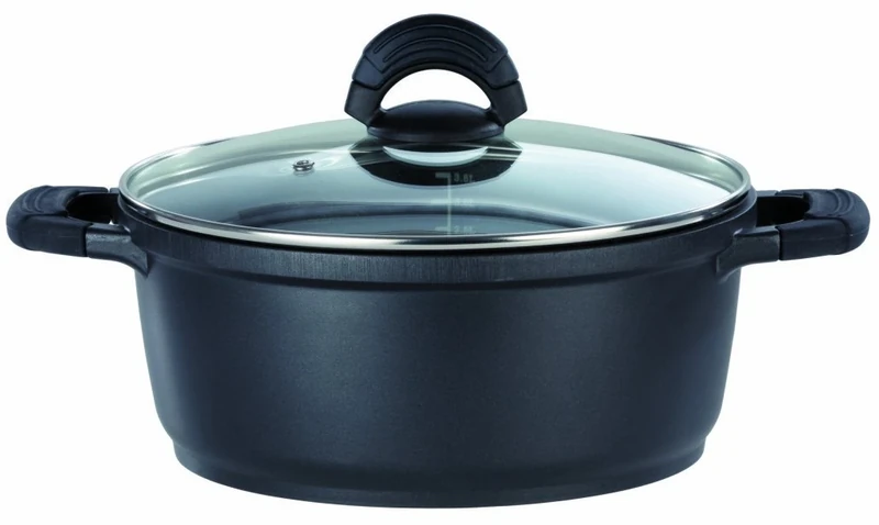 GSW Stahlwaren GmbH Cooking Pot with Glass Lid, Black/Clear, 16 x 9.5 cm, 1.6 Litre