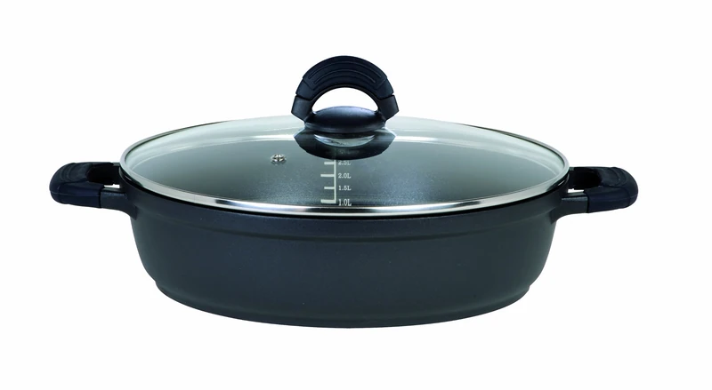 GSW Stahlwaren GmbH Stew Pan with Glass Lid, Black/Clear, 24 x 7.5 cm, 2.7 Litre
