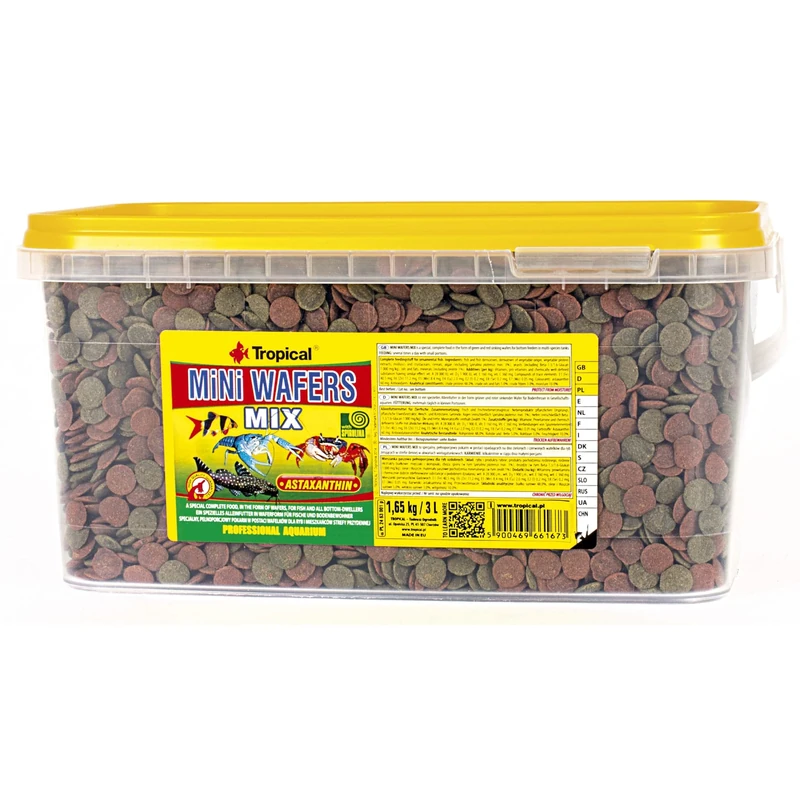 Tropical MINI WAFERS MIX 3L / 1,65kg - complete food in the form of green and red sinking wafers for bottom-dwelling fish & crustaceans