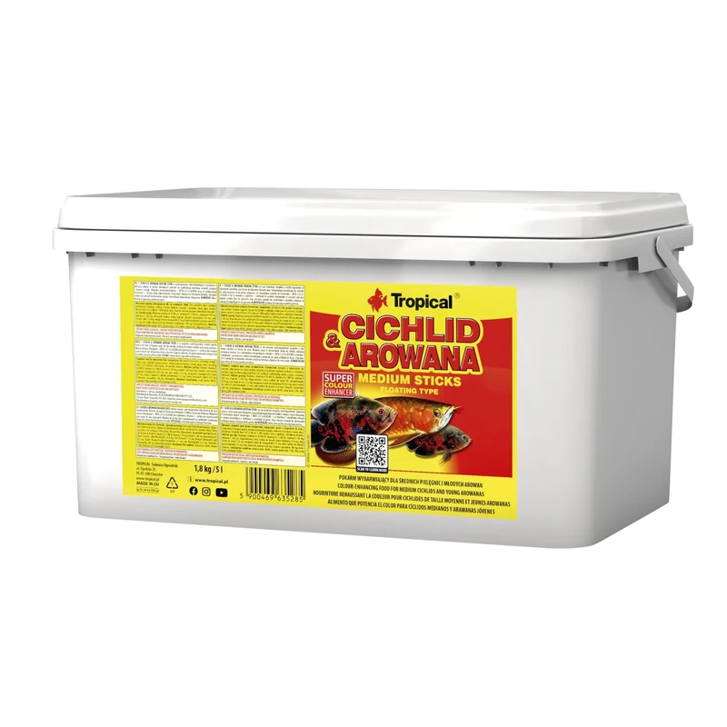 CICHLID&AROWANA MEDIUM STICKS 5L /1,8kg - colour-enhancing food for medium cichlids & young arowanas with astaxanthin & beta-glucan