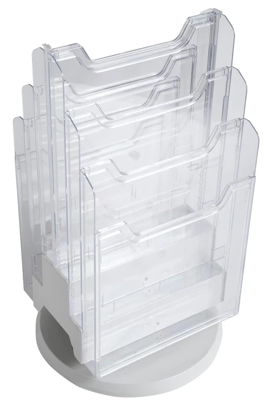 Exacompta - Ref 60558D - Rotating Counter Display - 315 x 315 x 465mm in Size, Suitable for A4 Documents, 6 Compartments, Strong Plinth - Light Grey/Clear - Image 1