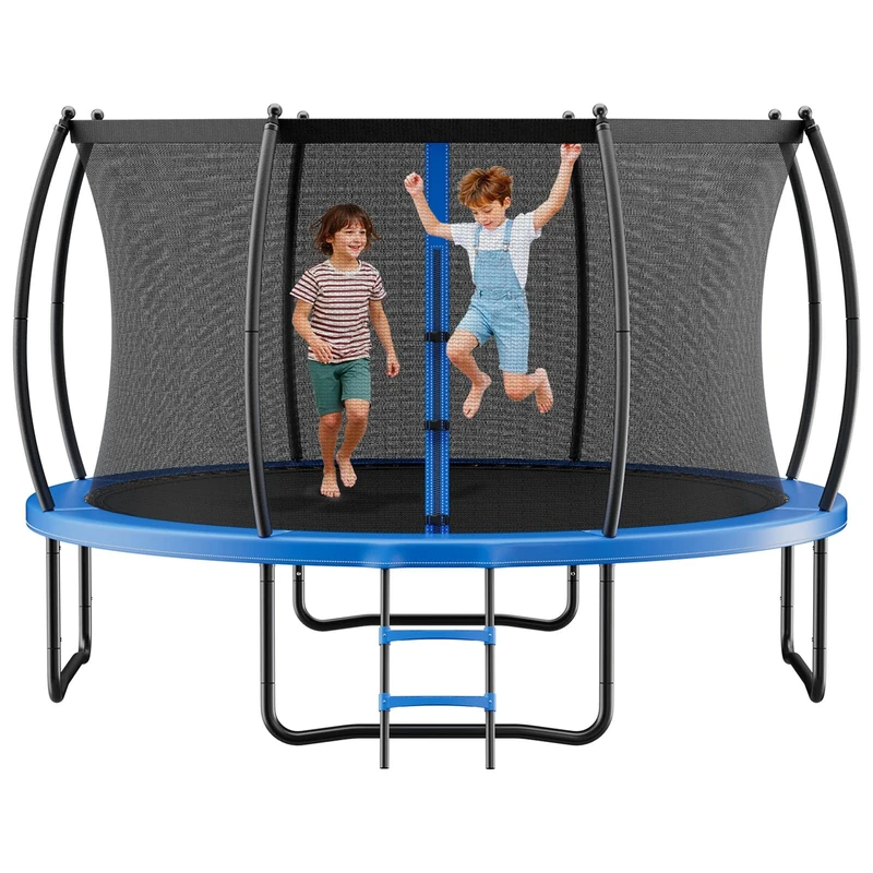 VEVOR Outdoor Trampoline, 14FT Recreational Trampoline, ASTM Approved Trampolines with Enclosure Net & Thickened Pad, Max 450 lbs Weight Capacity, Anti-Rust Backyard Trampolines for Kids & Adults