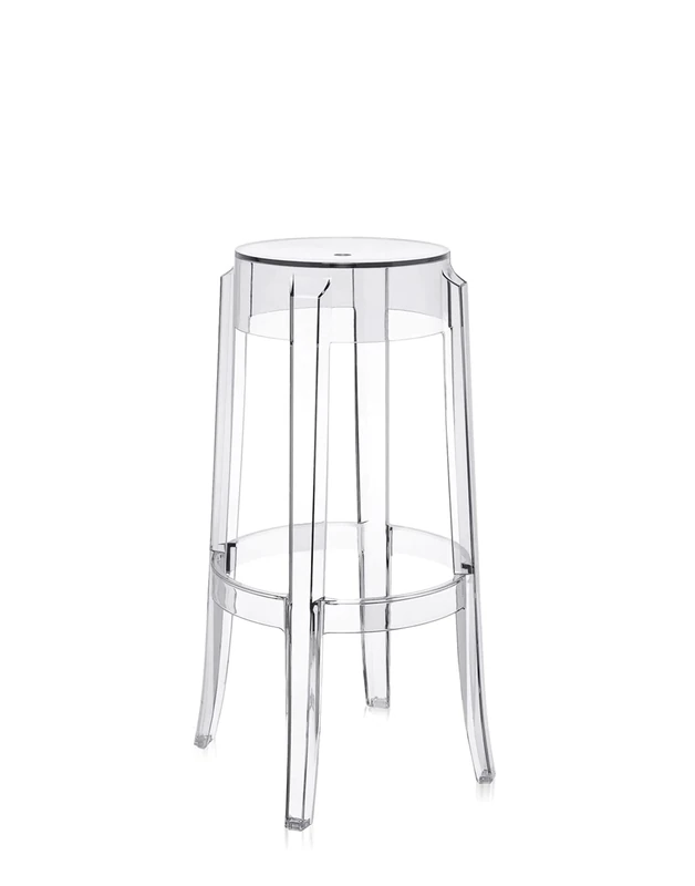 Kartell 4899/B4 Charles Ghost Chairs, Height 75 cm, Crystal, Pack of 2