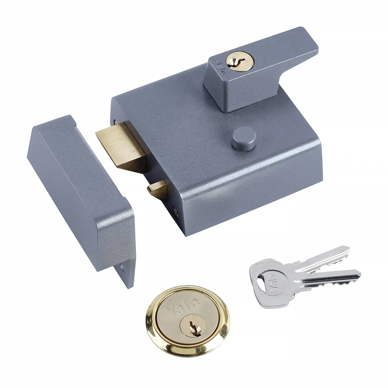 Yale B-1-DMG-SC-60 - Double Locking Nightlatch - 60mm - Dark Metallic / Chrome Finish - High Security can be locked from inside with key