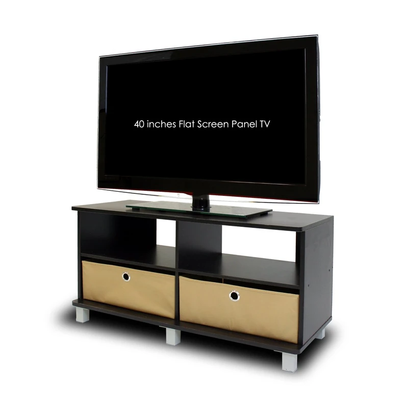 Furinno ANDREY TV Stand, Entertainment Center, TV Console for TV up to 46 Inch with Bin Drawers, for Living Room, Bedroom, Espresso