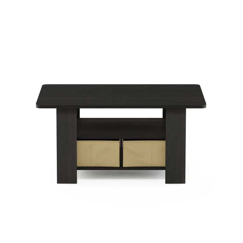 Furinno ANDREY Coffee Table, Small Modern Coffee Table with Storage and Bin Drawer, Side Table for Living Room, Bedroom, Home Office, Espresso