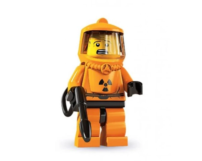 LEGO Series 4 Hazmat Guy Minifigure - 2" Figure + Black Baseplate - Image 1