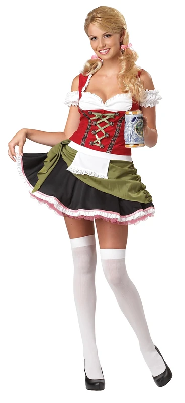 California Costumes 1135 Bavarian Bar Maid Oktoberfest Adult Sized Costumes, Red/Olive, L