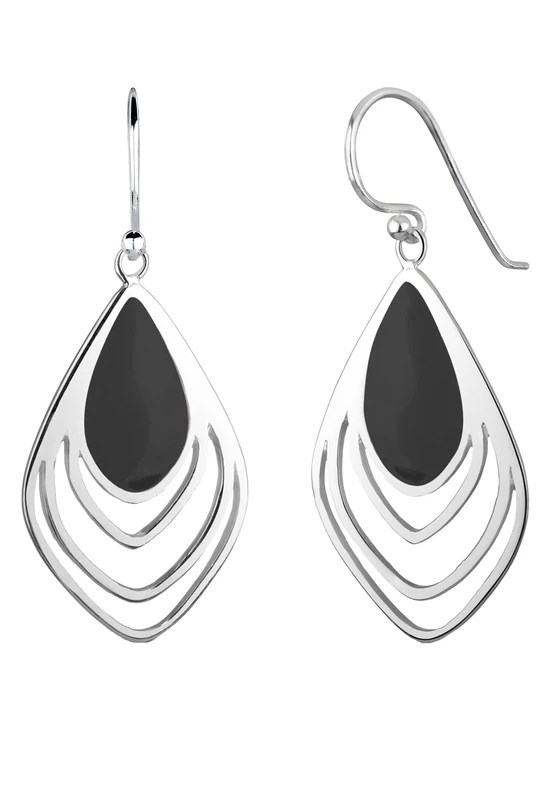 Elli Earrings Women Feather Pendant Cut Out with Enamel Festival in 925 Sterling Silver