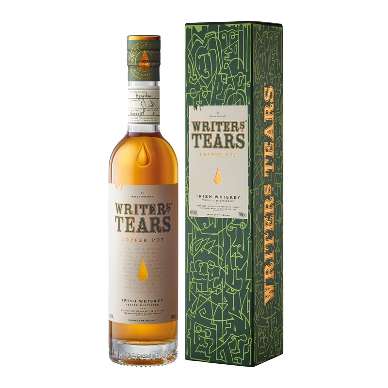 Writers Tears Copper Pot Irish Whiskey - Single Pot Still and Single Malt Blend - Triple Distilled, Non-Peated - Aged in Flame Charred Bourbon Oak Barrels - 70 cl / 700 ml, 40 Percent ABV