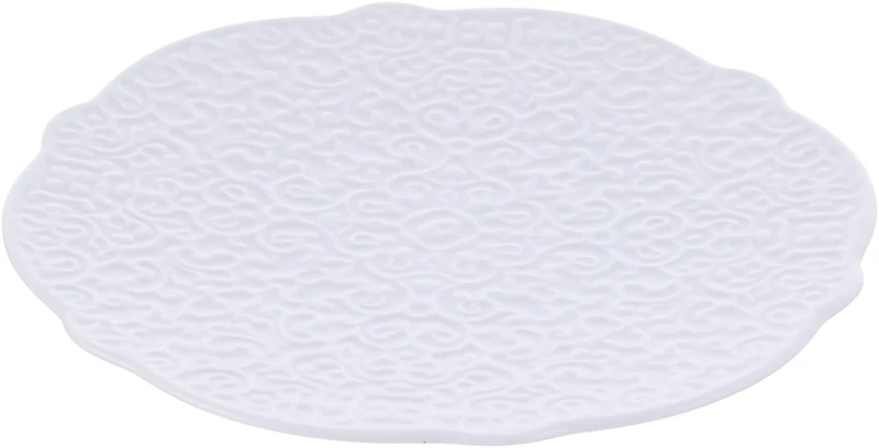 Alessi Dressed Porcelain Saucer for Tea Cup with Relief Decoration, White