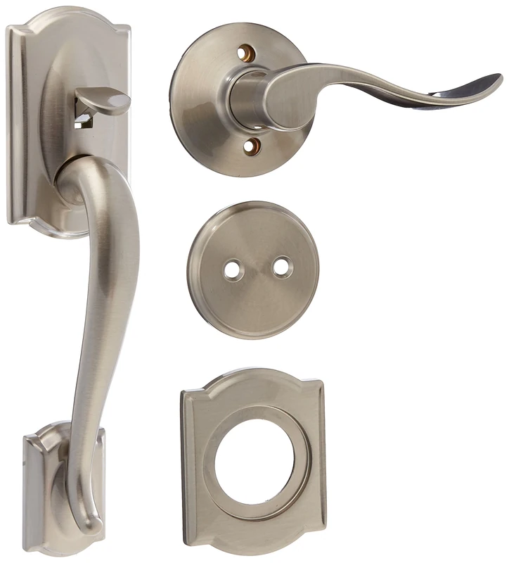 Schlage Lock Company F93CAM619ACC(RH) Camelot Dummy Style Handle Set with Accent Interior Right Hand Lever, Satin Nickel